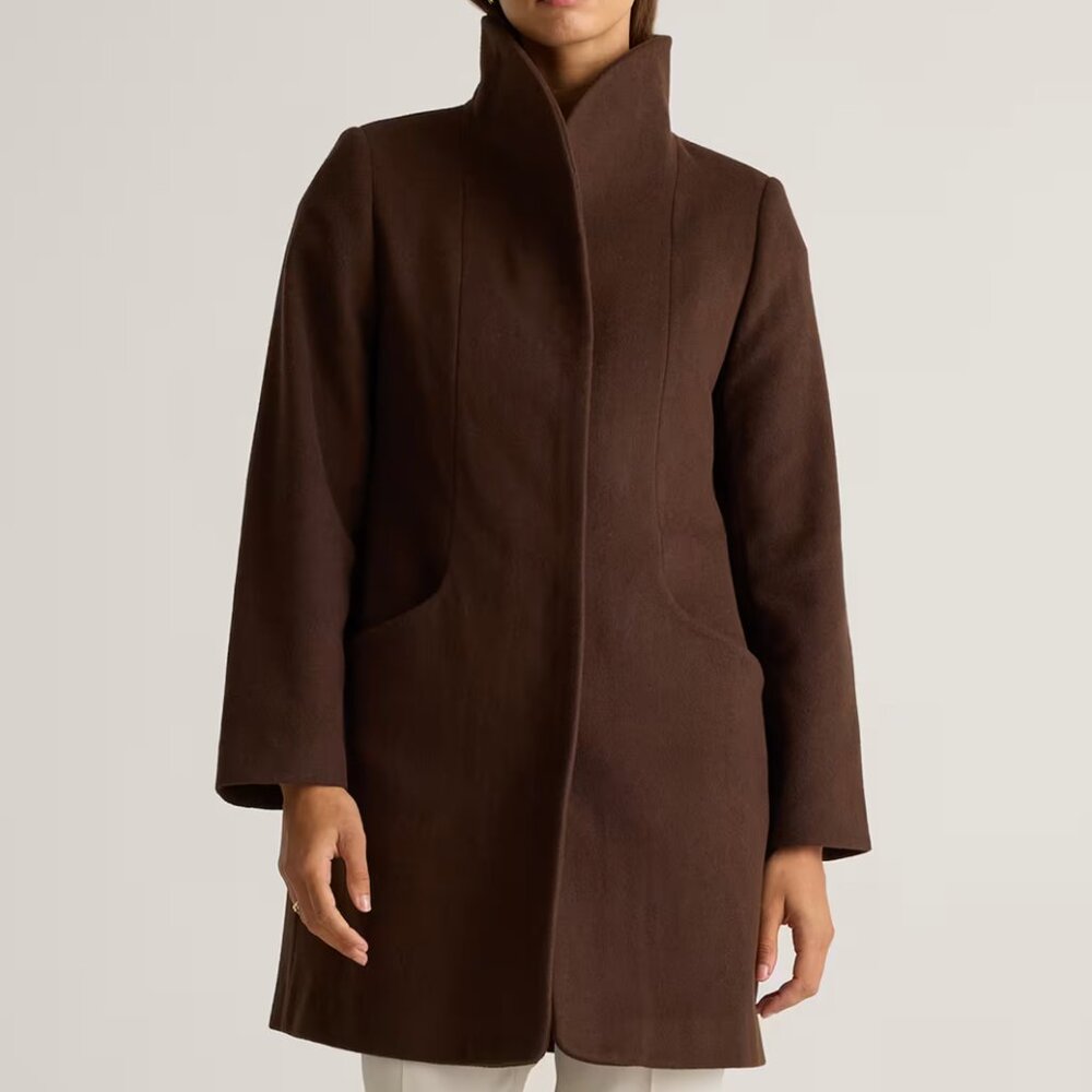 Quince Dark Brown Women's Wool-Blend Coat